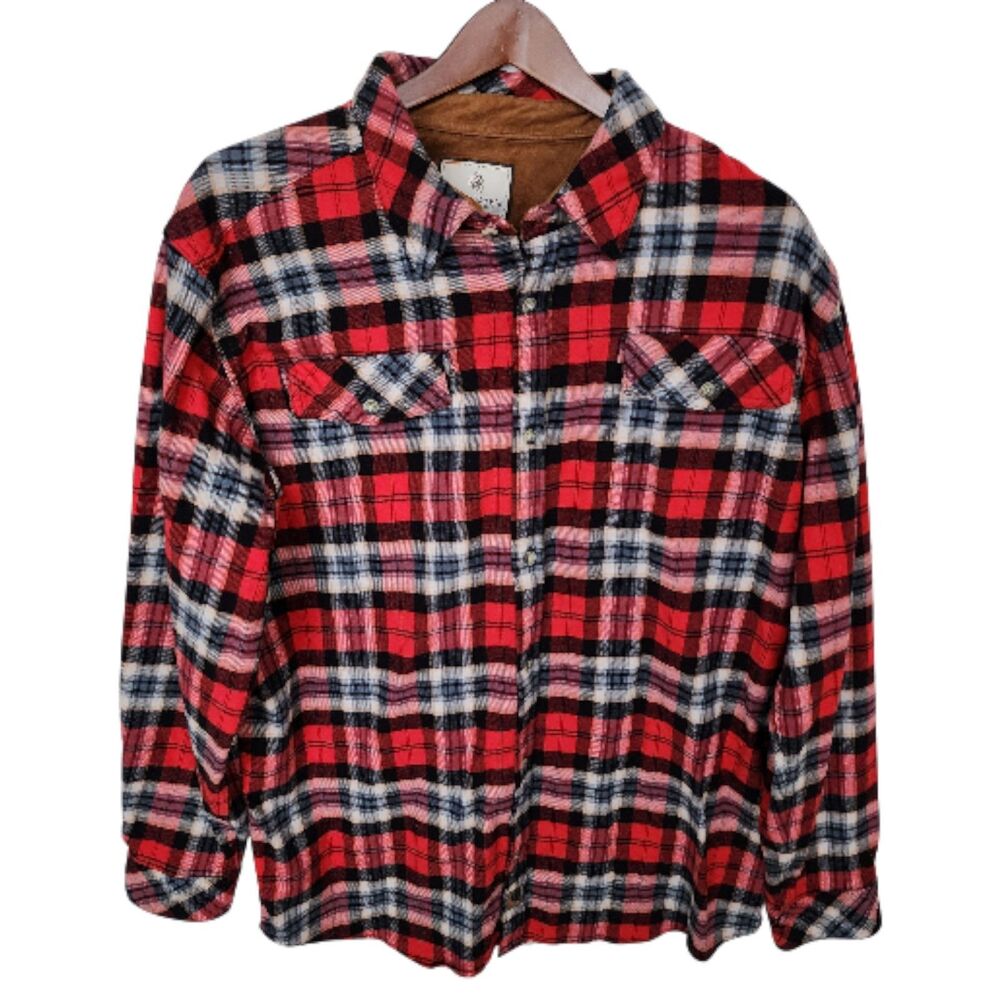 Legendary Whitetails Men's 2XT Flannel Shirt Red Black Plaid Lined Big Tall
